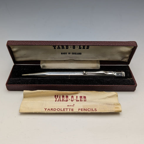 1955 British Vintage Yard O Red Sterling Silver Hexagon Propulsion Pencil Case